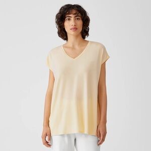 Eileen Fisher Butter Yellow Fine Jersey Square Top Boxy Fit, Long Length Size XL